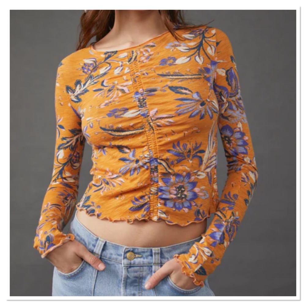 Free People We The Free Women’s Dreamed Of You Floral Print Crew Neck Tee Shirt